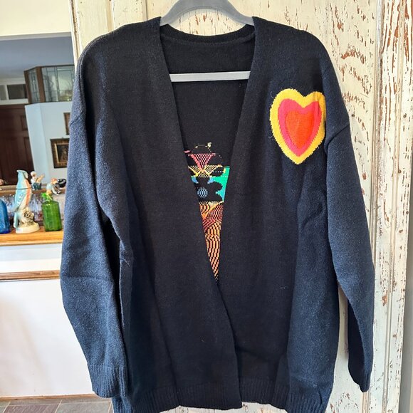 BOUTIQUE HEART INTARSIA OPEN CARDIGAN SWEATER - Picture 5 of 7